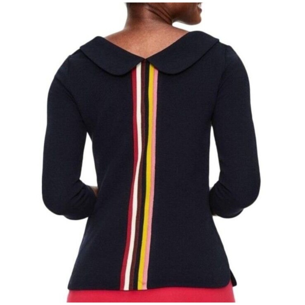Boden Navy Top with Multicolor Back Stripe